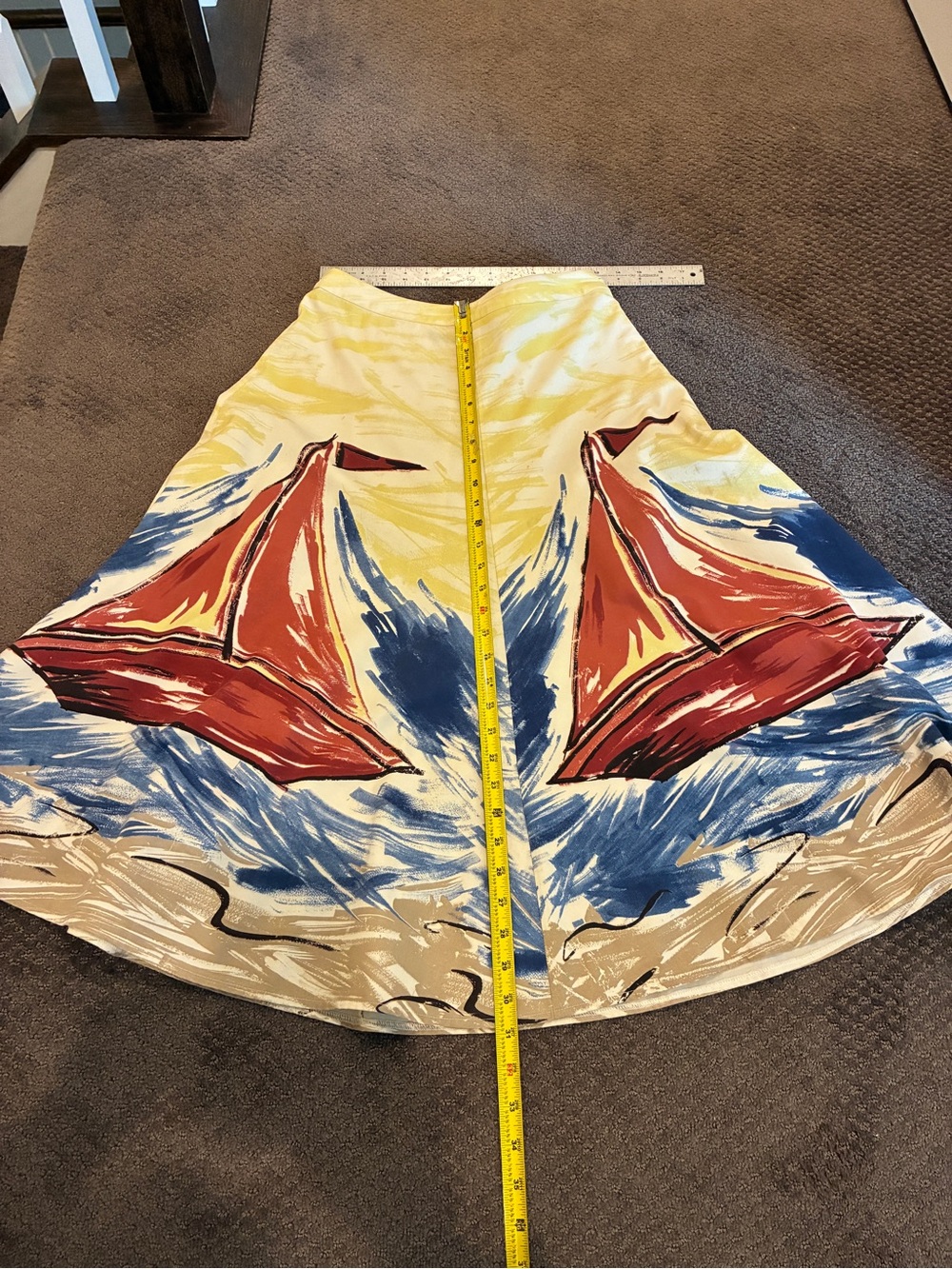 Boden Sailboat A-Line Skirt in Yellow, Blue and Red - Picture 6 of 6